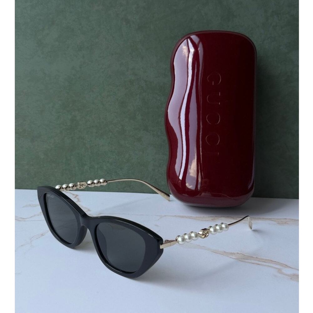 NEW Gucci GG1968S Black CryPearltal Cat Eye Sunglasses $665